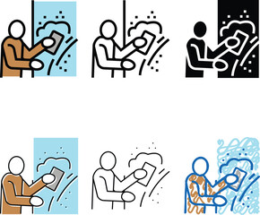 Obraz premium simplified plasterer working color icon vector. plasterer working sign. isolated symbol