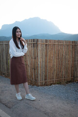 beautiful woman from Thailand in Doi Luang Chiang Dao mountain in chiangmai Thailand © sakdinon