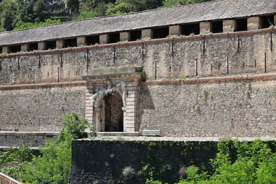 Entrance to the medieval city walls of Villefranche-de-Conflent, France