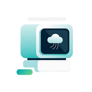 Cloud computing icon, rain cloud symbol, weather forecast graphic, blue technology illustration