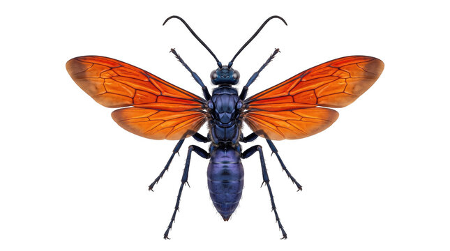 Tarantula hawk wasp blue orange Insect, transparent, png, isolated white isolated on transparent background png