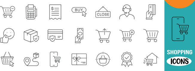 Online shopping and delivery icons. shopping cart icon set, credit card icon set, package icon set © Kisor