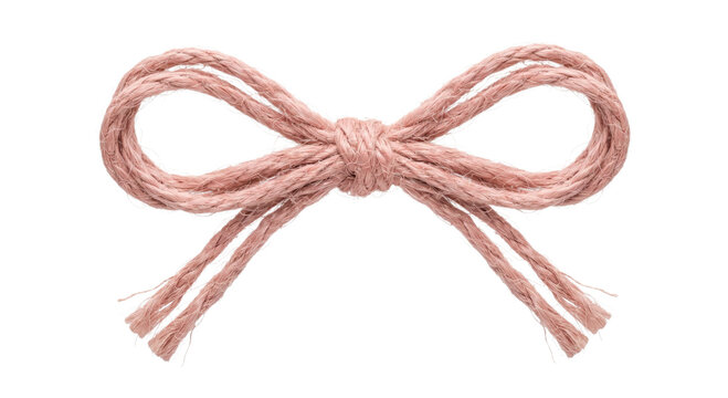 Delicate pink twine tied into a perfect bow on a clean white background
