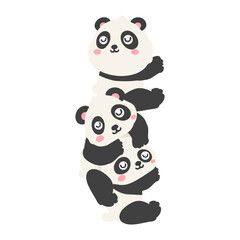 Naklejka premium Playful Panda Family Stacked Together