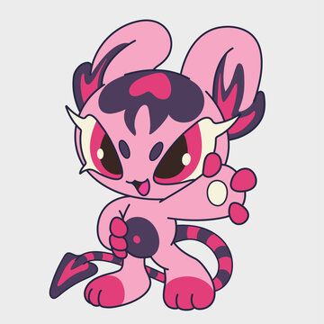 Cartoon animal with a striped tail. Funny character. Cartoon character design.