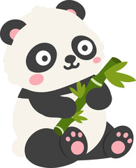 Gentle Panda Holding Fresh Bamboo © focus_bell