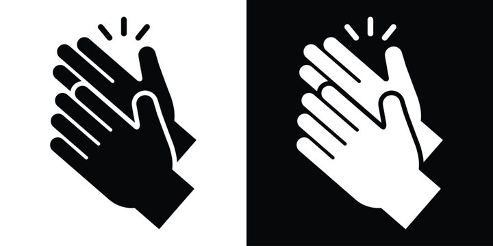 Applauding hands vector icon set. Stylized clapping gesture symbolizing ovation, congratulations, praise, and victory.
