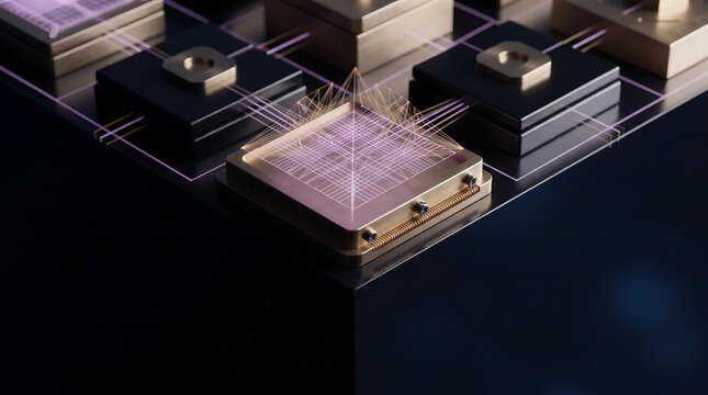 Isometric View of Convolutional Neural Network Spatial Reduction Block Built from Brushed Brass