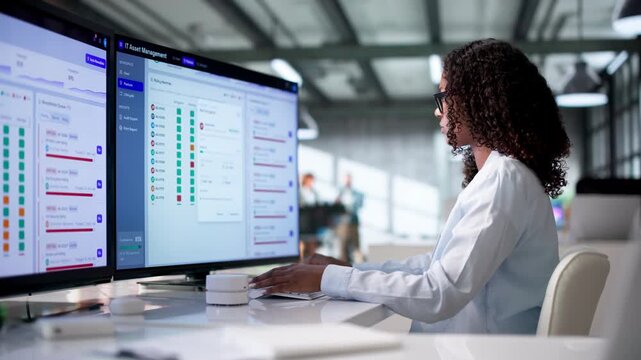 IT Asset Manager Reviews Device Inventory On Computer