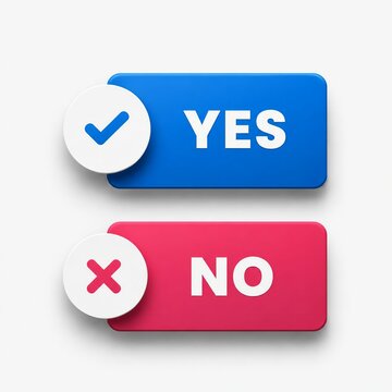 Yes and no button icons with checkmark and cross symbols