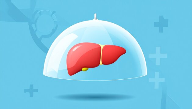 Red heart floating in clear liquid bubble.