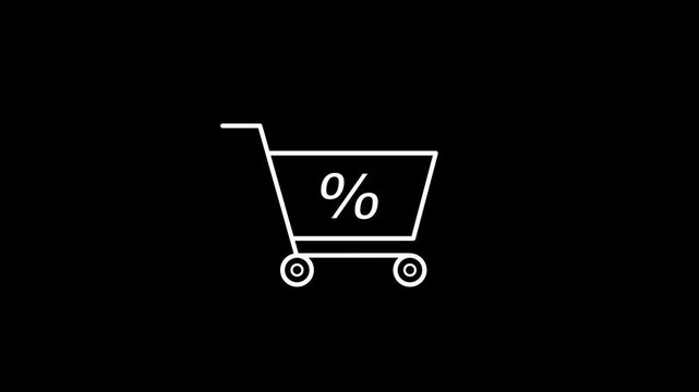 Animated Shopping Cart Icon for Digital Retail, E-Commerce Interface 4K Stock Video