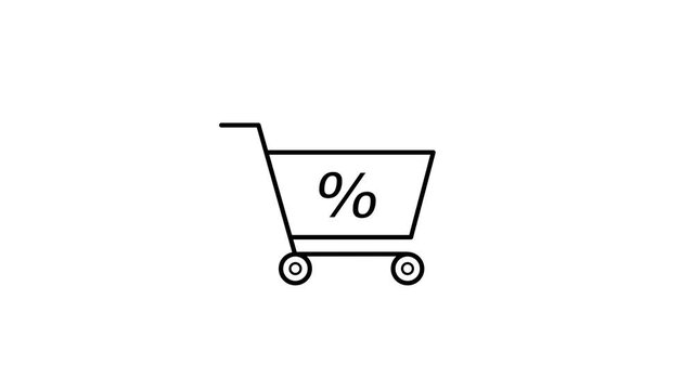 Animated Shopping Cart Icon for Digital Retail, E-Commerce Interface 4K Stock Video