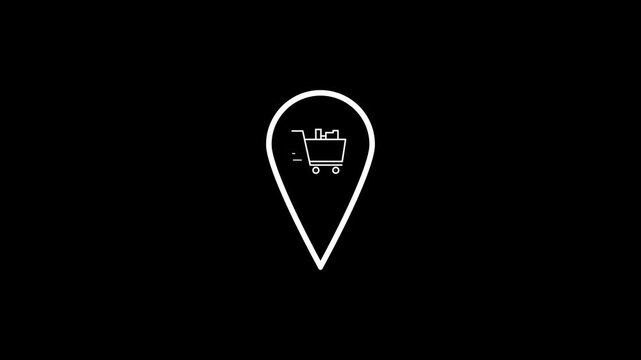 Animated Shopping Cart Icon for Digital Retail, E-Commerce Interface 4K Stock Video