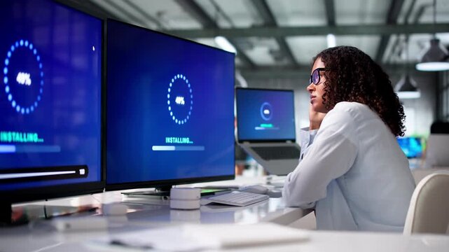 Person Updating Software And Installing Important Patch