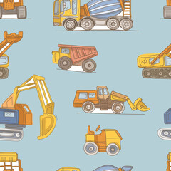  Hand drawn construction machines and excavators set. Black and white graphic line art vehicle sketch collection. Industrial machinery illustration isolated on white background © Paint_art
