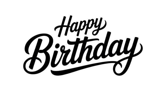 Elegant cursive happy birthday text design with transparent background