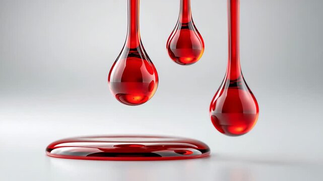 Red Blood Dripping Down on White Background