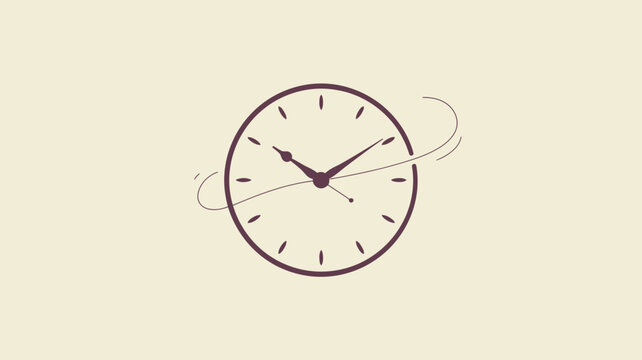Clock, analog clock, purple clock, minimalist design, time concept, vector illustration, beige background, modern style, abstract, motion blur
