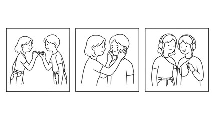 Fototapeta premium This scene illustrates two characters playfully interacting and sharing an intimate moment, highlighting emotional bonds through connection and sharing joy.
