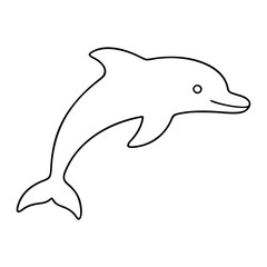 Fototapeta premium Minimalist Vector Icon Of Dolphin In Clean Line Art Style. Simple Hand Drawn Outline Illustration Of Swimming Marine Animal For Ocean And Sea Design Projects. Scalable Graphic Element Perfect For