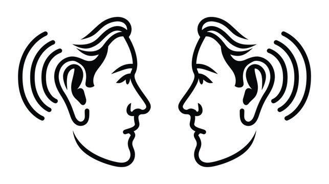 Ear icon silhouette representing auditory listening communication