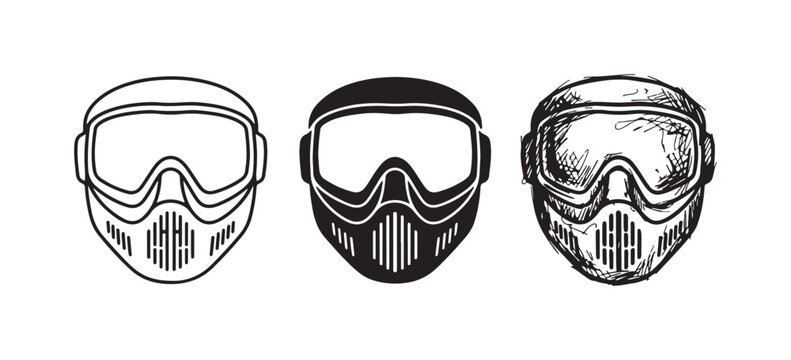 Paintball Mask Icon Set