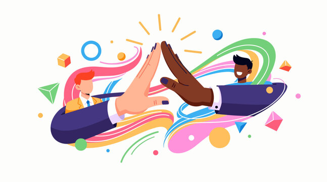 business people high five colorful