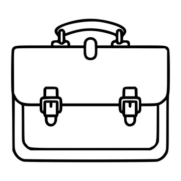 Minimalist Vector Icon of Leather Briefcase, Hand-Drawn Line Art Illustration for Business and Professional Corporate Design, Scalable Outline Graphic for Branding and Marketing Materials