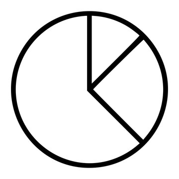 Minimalist Vector Pie Chart Icon with Three Segments, Hand-Drawn Outline Line Art Illustration for Data Visualization, Statistics, Business Reports, Infographics, Analytics Dashboards, Scalable Design