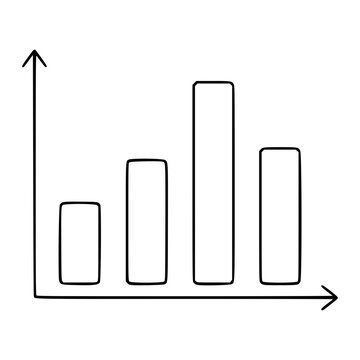 Minimalist Vector Bar Chart Icon - Hand-Drawn Data Visualization Illustration with Rising Graph Bars and Axis Lines for Business Analytics Dashboard Design, Modern Outline Style Graphic Element