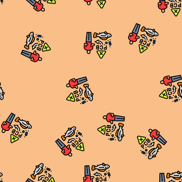 bioaccumulation food chain vector seamless pattern bioaccumulation food chain sign illustration