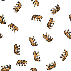 Fototapeta premium tiger animal in zoo vector seamless pattern tiger animal in zoo sign illustration