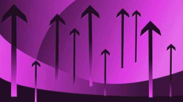 Abstract background with multiple upward arrows in varying sizes and shades animation