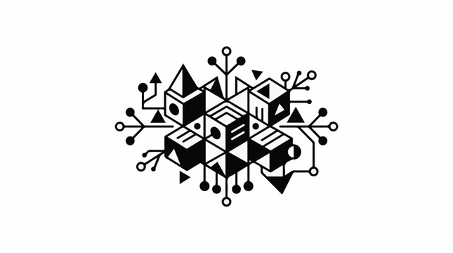 Abstract geometric network design with cubical and triangular forms