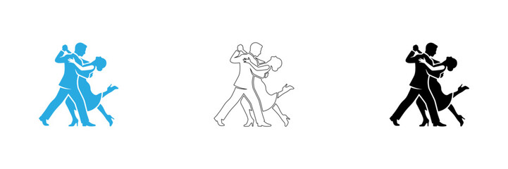 Fototapeta premium Ballroom dancers performing in different styles isolated on transparent background, Vector