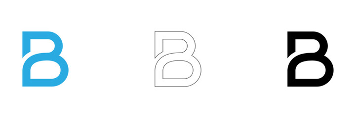 Modern stylized letter b icon variations isolated on transparent background, Vector © MdSabbir