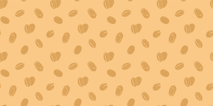 Seamless pattern with pecan nuts illustration. pecan nuts pattern background.