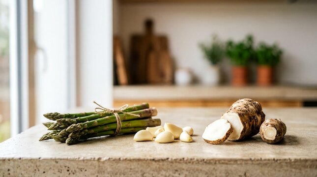Fresh Prebiotic Ingredients Flat Lay for Healthy Living & Gut Health Promotion