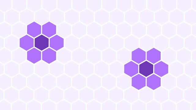 Minimalist hexagon clusters on mint honeycomb background animation