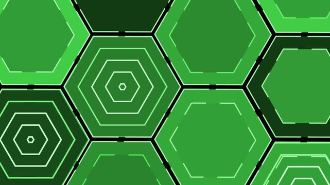 Seamless hexagonal tiles pattern glowing lines animation, modern tech-style geometric background