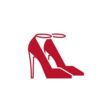 Minimalist red high heel shoe icon vector illustration for fashion design.