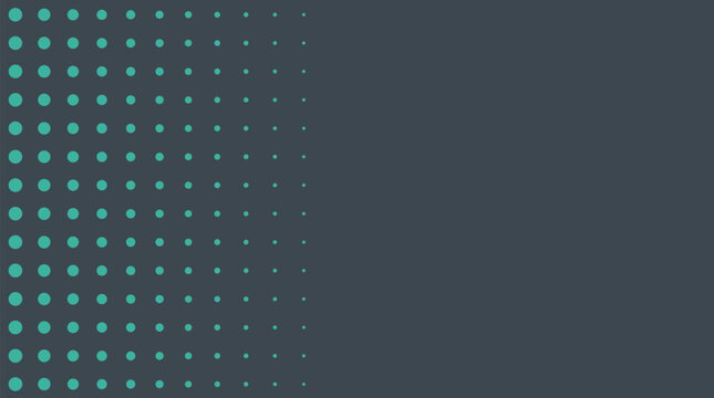 Teal halftone dot grid fading across a slate gray field, modern abstract vector background with orderly circular pattern, soft gradient spacing, minimal tech texture and clean copy space