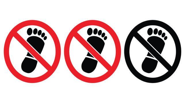 Footprint icon prohibition sign no walking restricted area vector