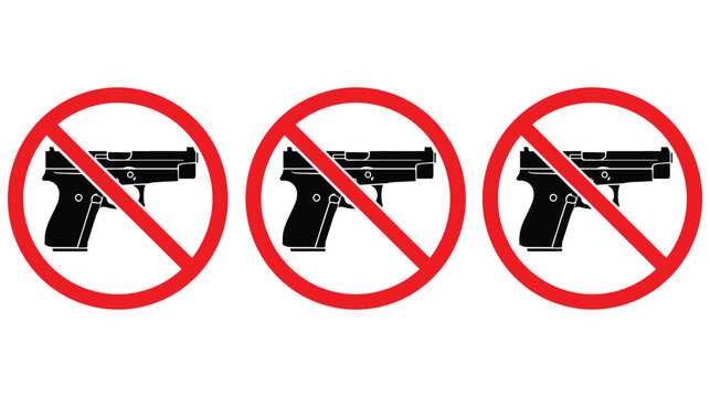 Gun icon prohibition sign no firearm allowed warning vector