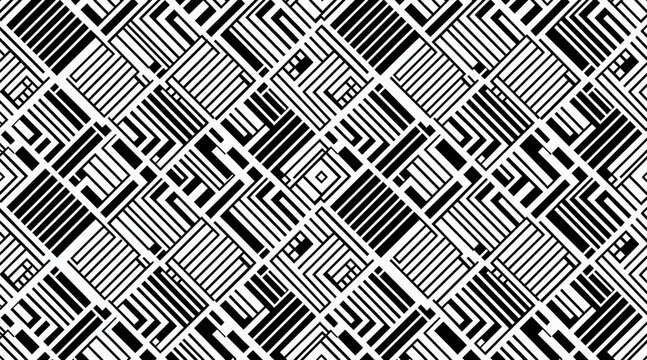 Abstract geometric pattern, black and white, graphic design, op art style