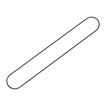 Minimalist vector icon of tongue depressor medical tool in clean line art style. Hand-drawn outline illustration of wooden tongue blade for healthcare and medical examination design needs.