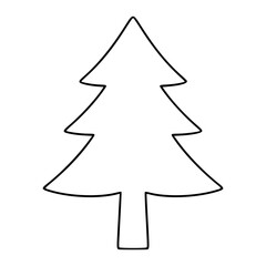 Fototapeta premium Minimalist Hand-Drawn Vector Icon of Small Evergreen Pine Tree, Clean Continuous Line Art Outline, Scalable Illustration for Winter Christmas Holiday Design Projects Nature Botanical Garden Themes