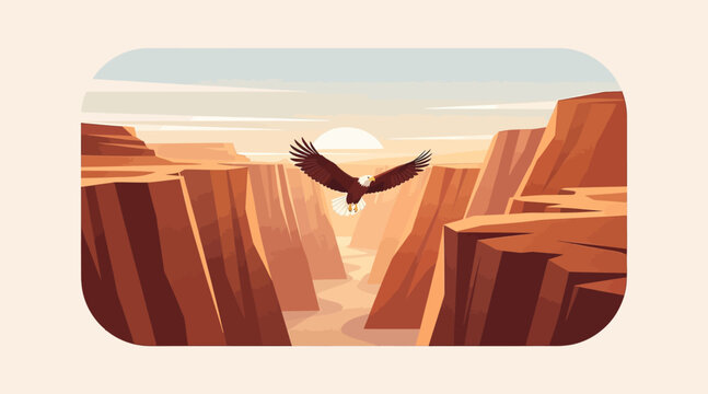 eagle flying over canyon