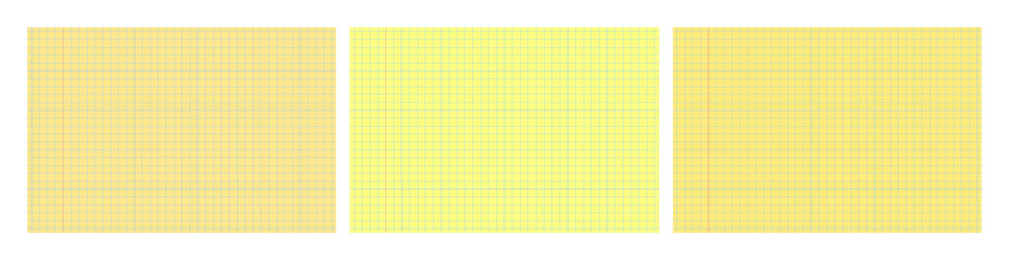 Set of yellow legal pad pages with grid designs © dniprodd